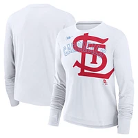 T-shirt à manches longues Nike blanc pour femme de la collection Cooperstown des Cardinals St. Louis