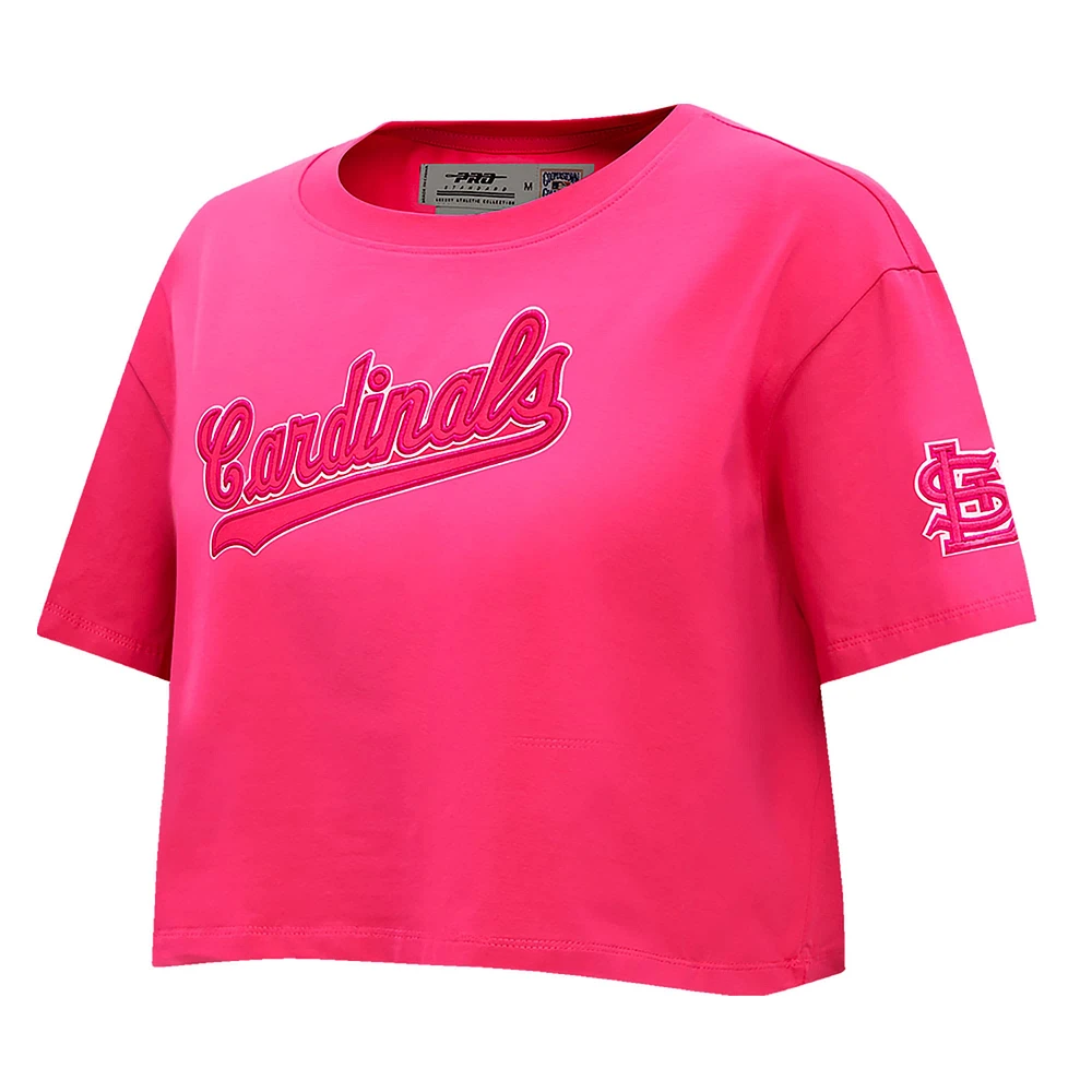 Women's Pro Standard Pink St. Louis Cardinals Triple Boxy Cropped T-Shirt