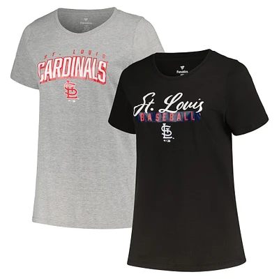 Women's Profile Black/Heather Gray St. Louis Cardinals Plus T-Shirt Combo Pack