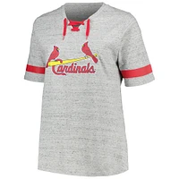 Women's Profile Heather Gray St. Louis Cardinals Plus Lace-Up T-Shirt