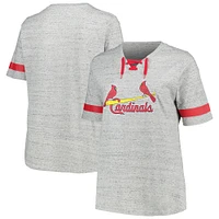 T-shirt à lacets taille plus Profile Heather Grey St. Louis Cardinals pour femmes