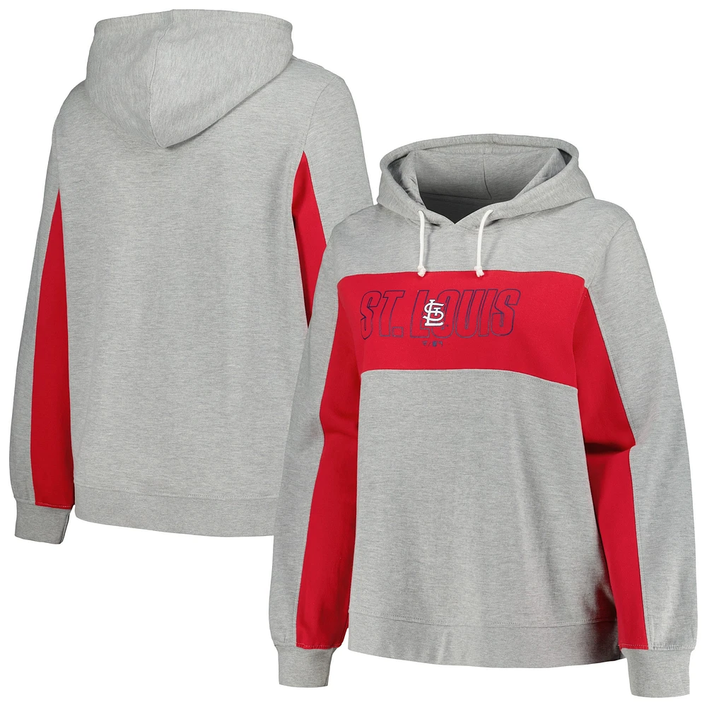 Women's Profile Heather Gray St. Louis Cardinals Plus Pullover Jersey Hoodie