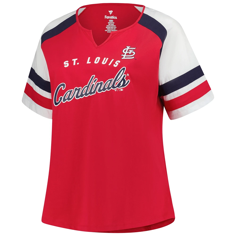 Women's Profile  Red St. Louis Cardinals Plus Sized Arched Notch Neck T-Shirt