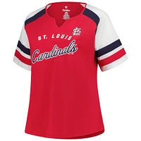 Women's Profile  Red St. Louis Cardinals Plus Sized Arched Notch Neck T-Shirt