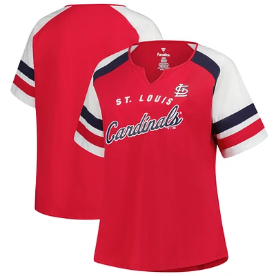 Women's Profile  Red St. Louis Cardinals Plus Sized Arched Notch Neck T-Shirt