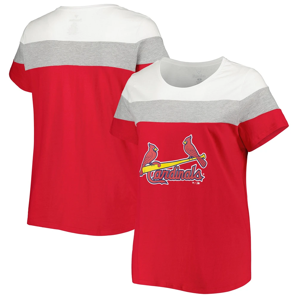 T-shirt à couleurs contrastées rouge/gris chiné St. Louis Cardinals pour femme