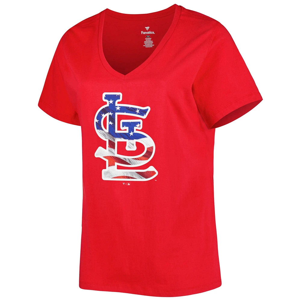 T-shirt rouge à encolure en V Americana des Cardinals de Saint-Louis pour femme