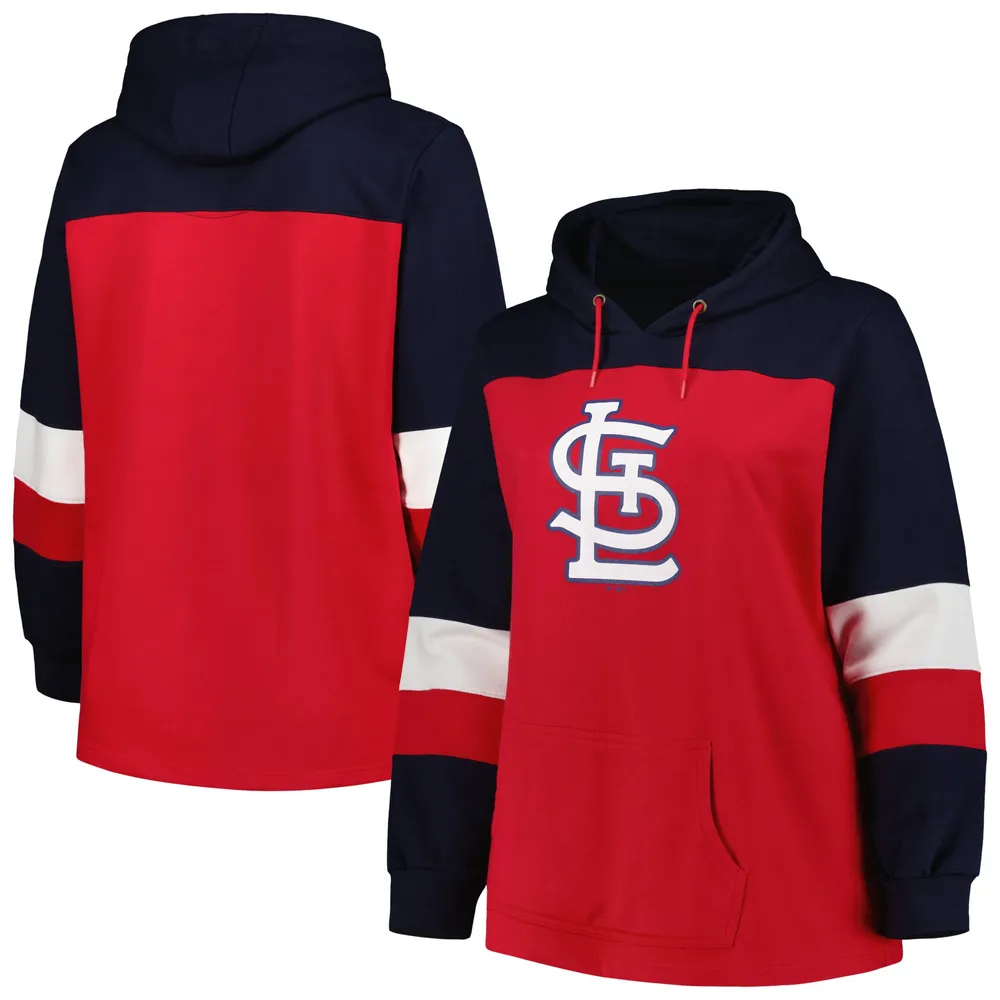 Lids St. Louis Cardinals Women's Plus Colorblock Pullover Hoodie - Red