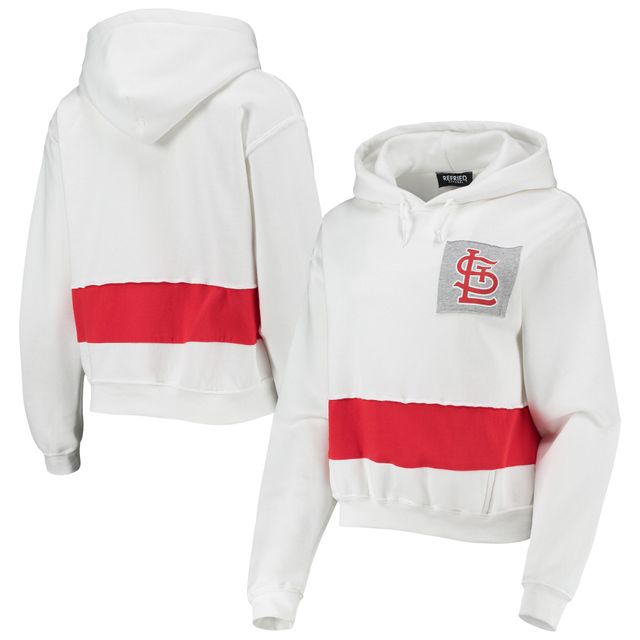 St. Louis Cardinals Levelwear Women's Craze Open Back Funnel Neck Pullover  Sweatshirt - White