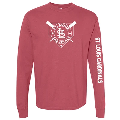 T-shirt à manches longues teinté pigmenté rouge doux comme un raisin pour femme des Cardinals de St. Louis