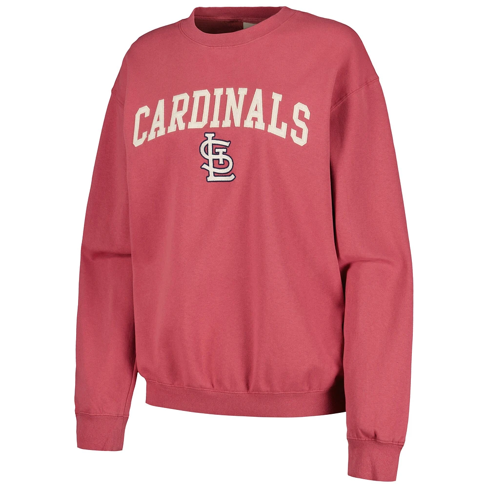 Women's Soft as a Grape Red St. Louis Cardinals Pigment Dye Pullover Sweatshirt