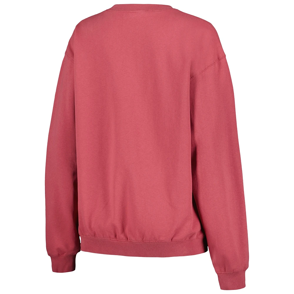 Women's Soft as a Grape Red St. Louis Cardinals Pigment Dye Pullover Sweatshirt