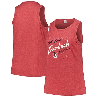 Women's Soft as a Grape Red St. Louis Cardinals Plus Curvy High Neck Tri-Blend Tank Top