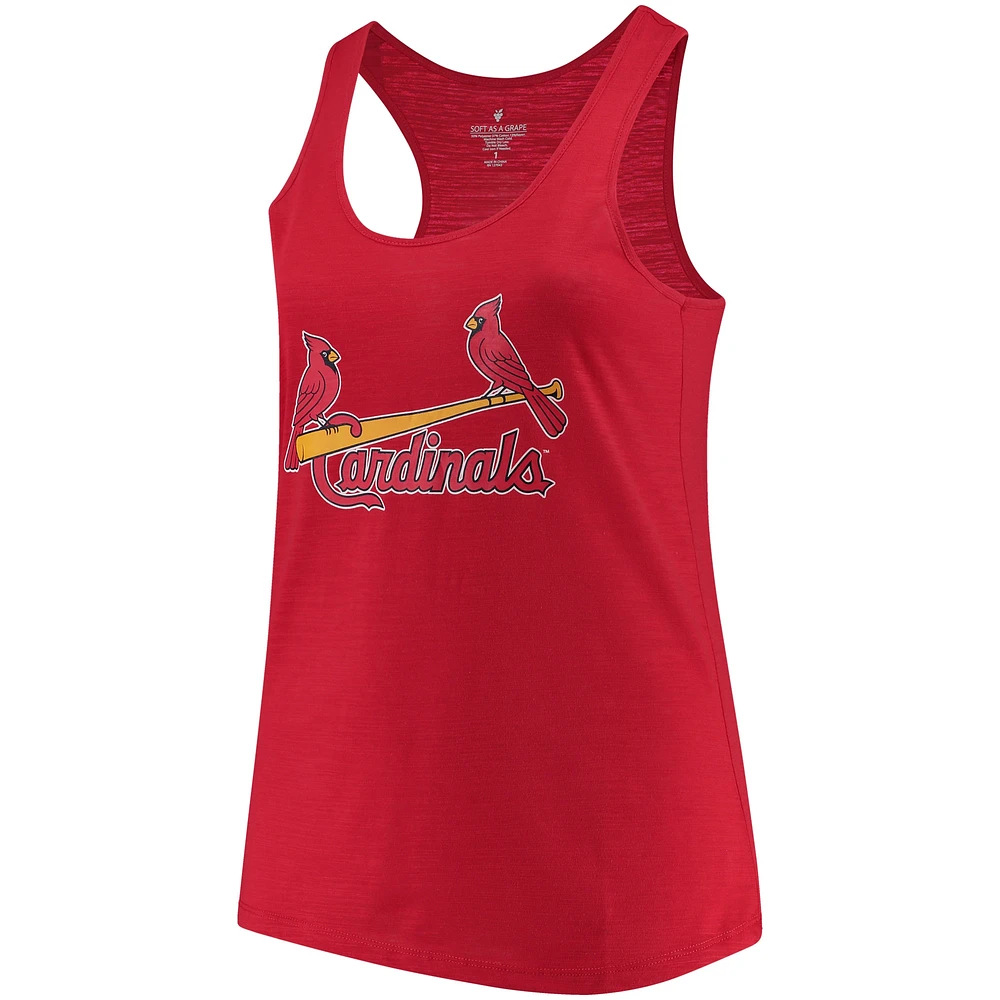 Women's Soft as a Grape Red St. Louis Cardinals Plus Swing for the Fences Racerback Tank Top