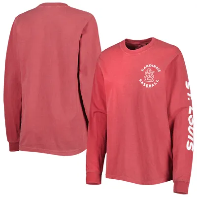 St. Louis Cardinals Soft as a Grape Women's Team Pigment Dye Long Sleeve T-Shirt - Red