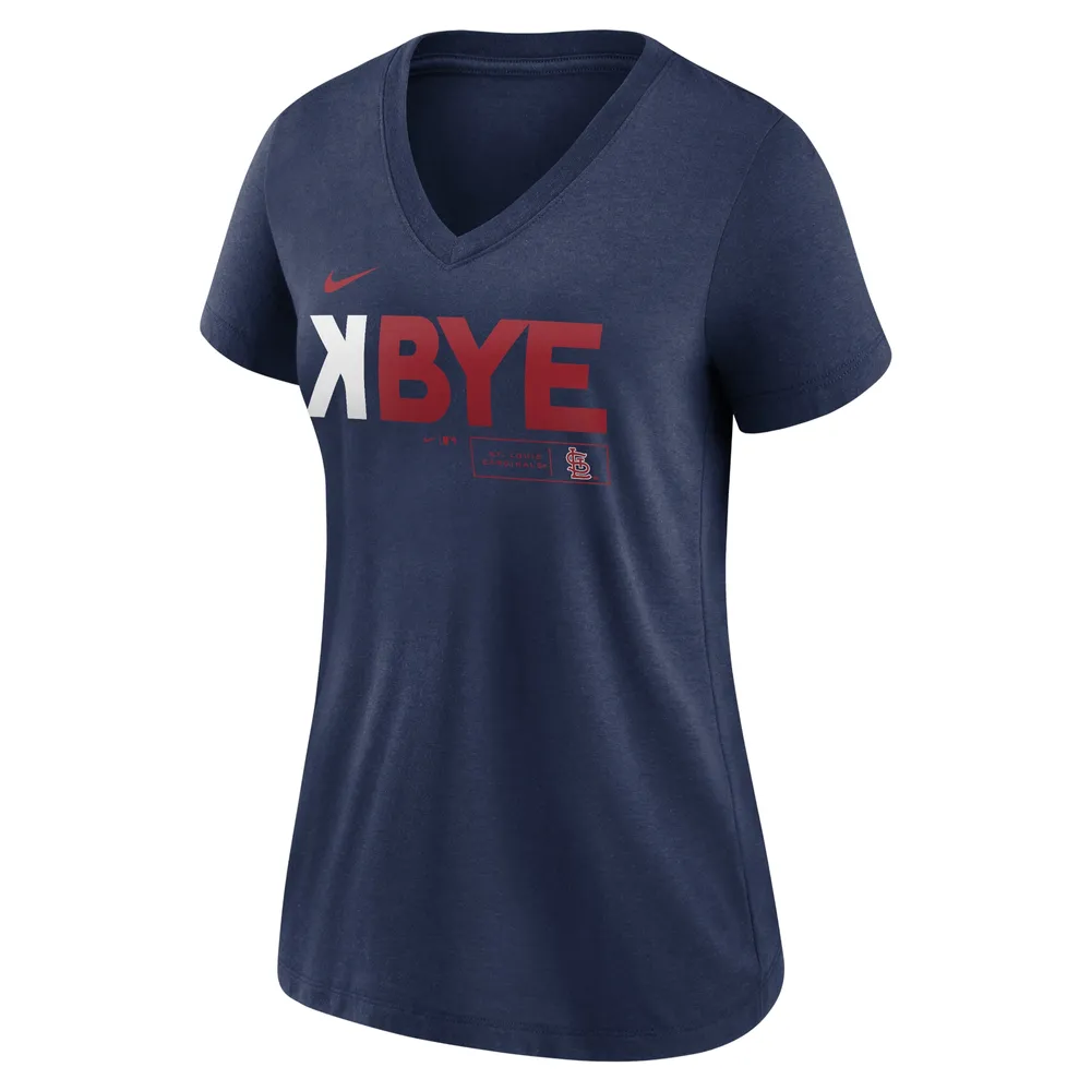 St. Louis Cardinals Nike Women's K-Bye Tri-Blend V-Neck T-Shirt - Navy