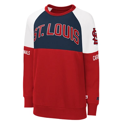 Women's Starter Red/Navy St. Louis Cardinals Baseline Raglan Pullover Sweatshirt