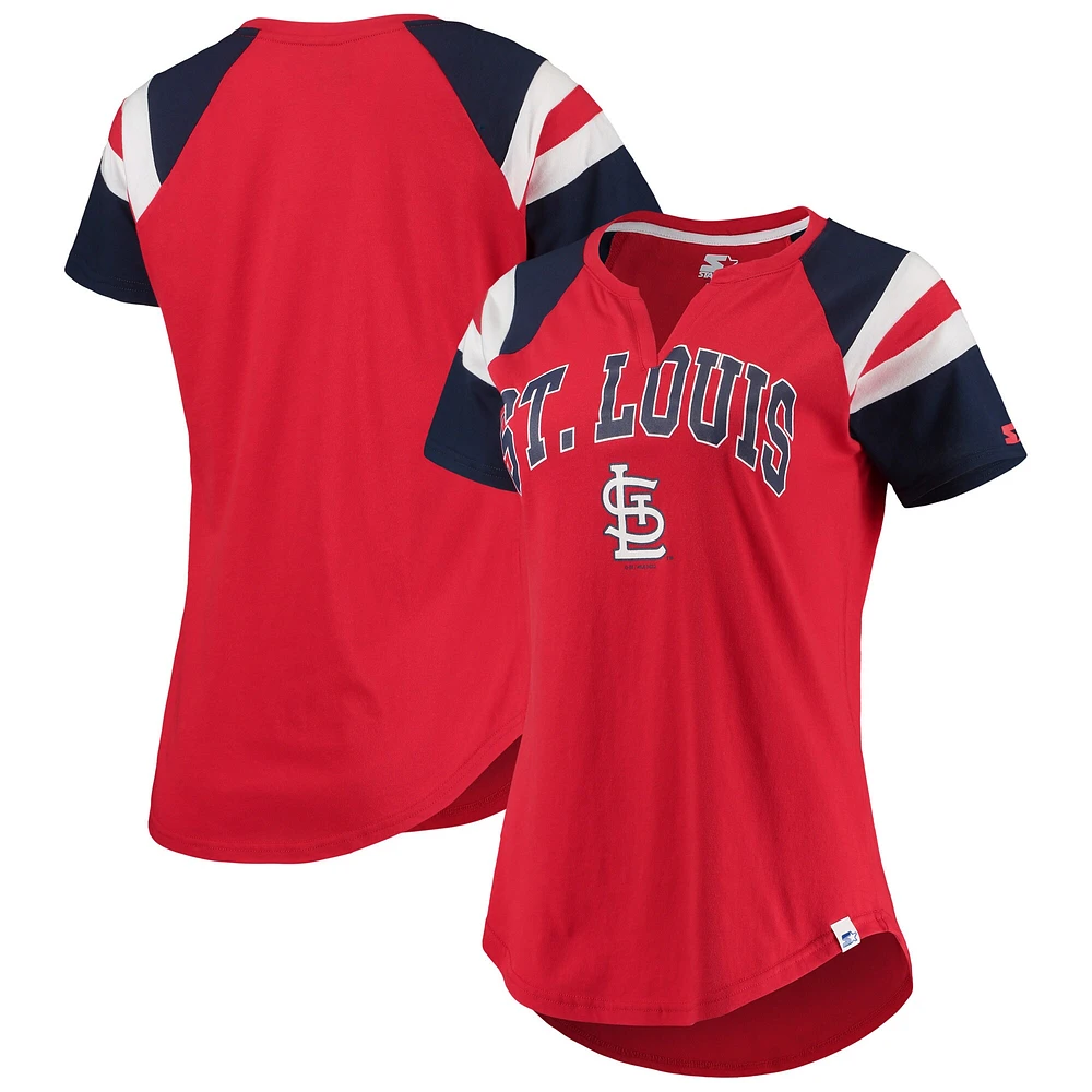 Women's Starter Red/Navy St. Louis Cardinals Game On Notch Neck Raglan T-Shirt