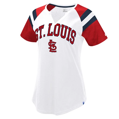 Women's Starter White/Red St. Louis Cardinals Game On Notch Neck Raglan T-Shirt