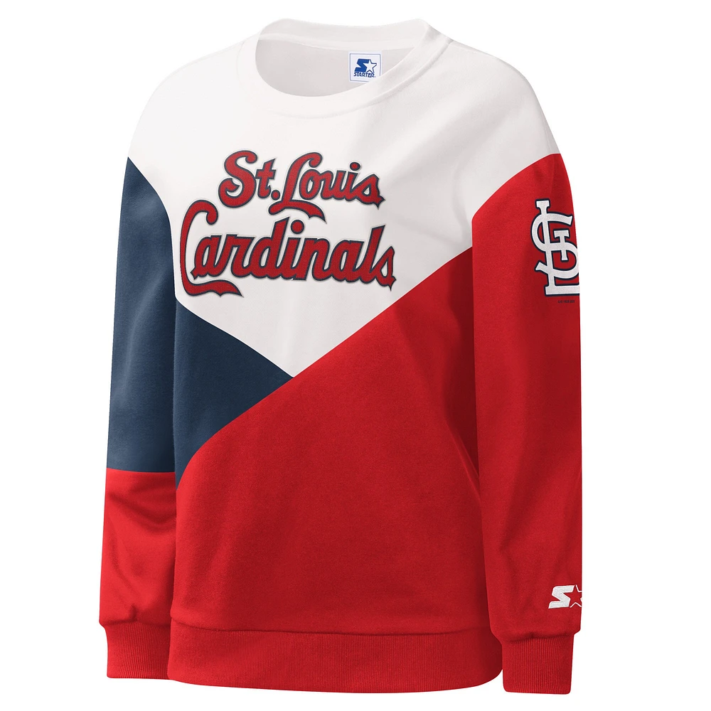 Sweat-shirt blanc/rouge St. Louis Cardinals Shutout Starter pour femme