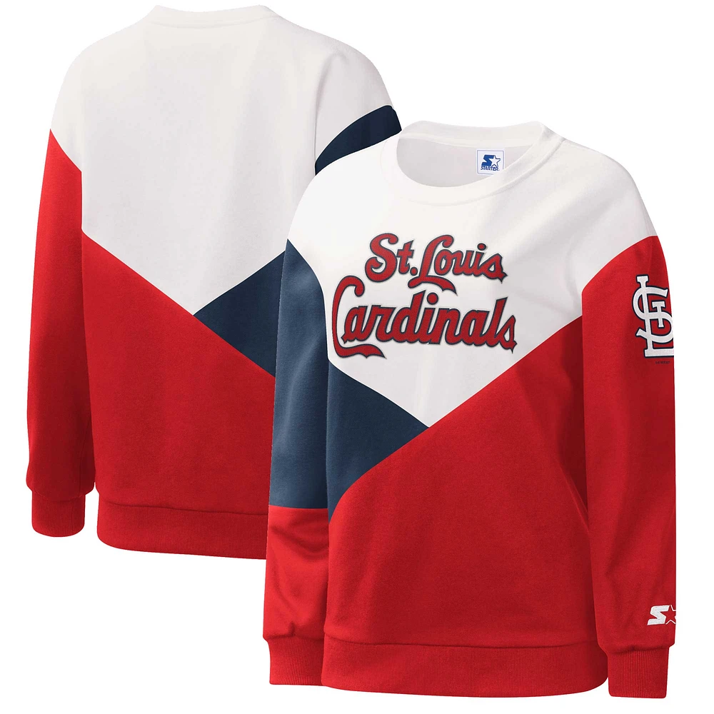 Sweat-shirt blanc/rouge St. Louis Cardinals Shutout Starter pour femme