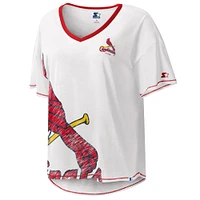 T-shirt à encolure en V pour femme Starter White Cardinals de St. Louis Perfect Game