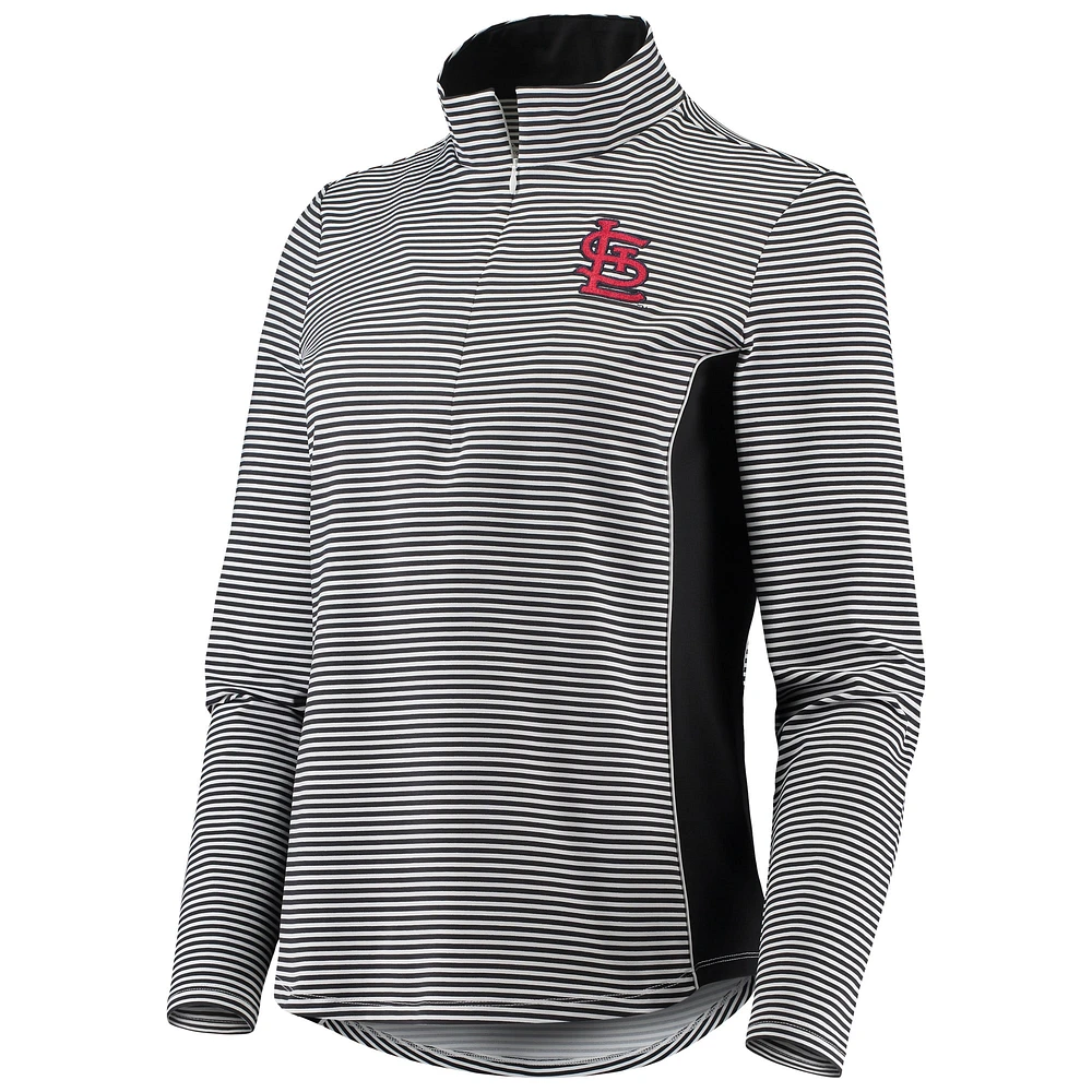 Women's Tommy Bahama Black St. Louis Cardinals Aubrey Stripe Block IslandZone Half-Zip Jacket