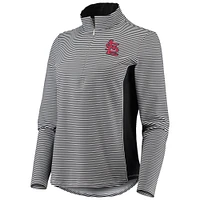 Women's Tommy Bahama Black St. Louis Cardinals Aubrey Stripe Block IslandZone Half-Zip Jacket