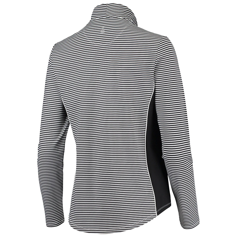 Women's Tommy Bahama Black St. Louis Cardinals Aubrey Stripe Block IslandZone Half-Zip Jacket
