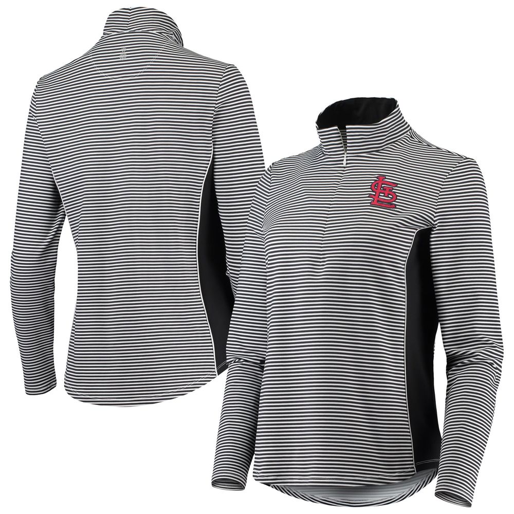 Women's Tommy Bahama Black St. Louis Cardinals Aubrey Stripe Block IslandZone Half-Zip Jacket