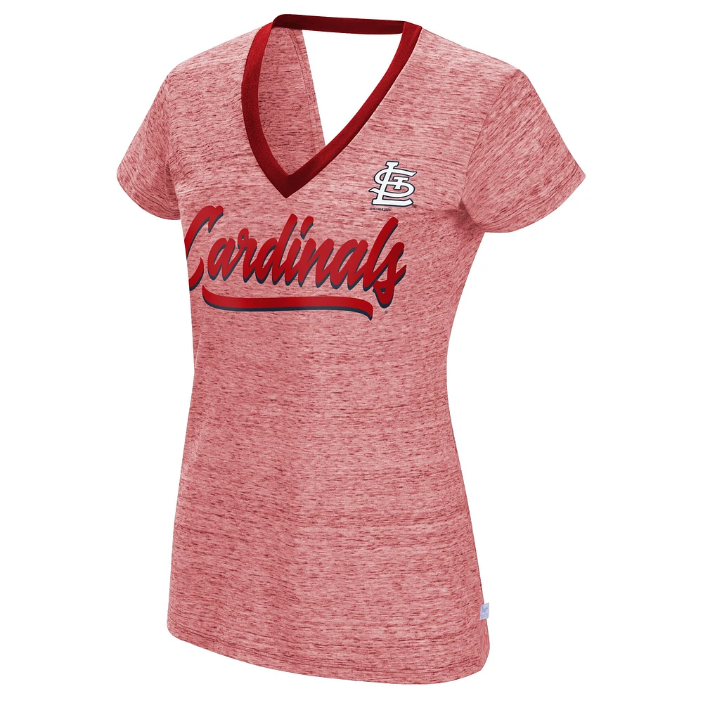 T-shirt à encolure en V pour femme Touch Red St. Louis Cardinals Halftime Back Wrap Top