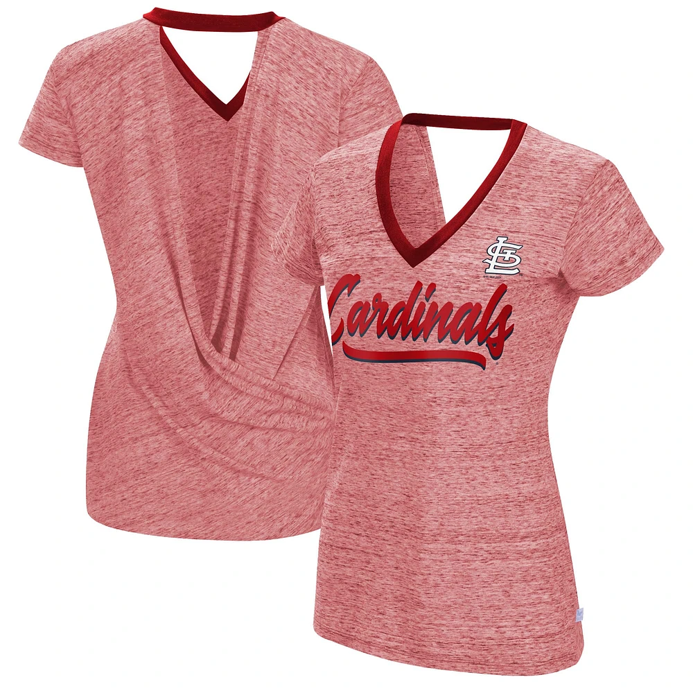 T-shirt à encolure en V pour femme Touch Red St. Louis Cardinals Halftime Back Wrap Top