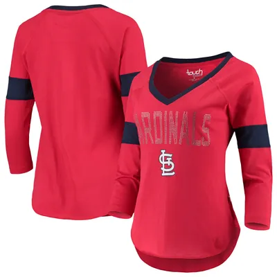 St. Louis Cardinals Touch Women's Ultimate Fan 3/4-Sleeve Raglan V-Neck  T-Shirt - Red