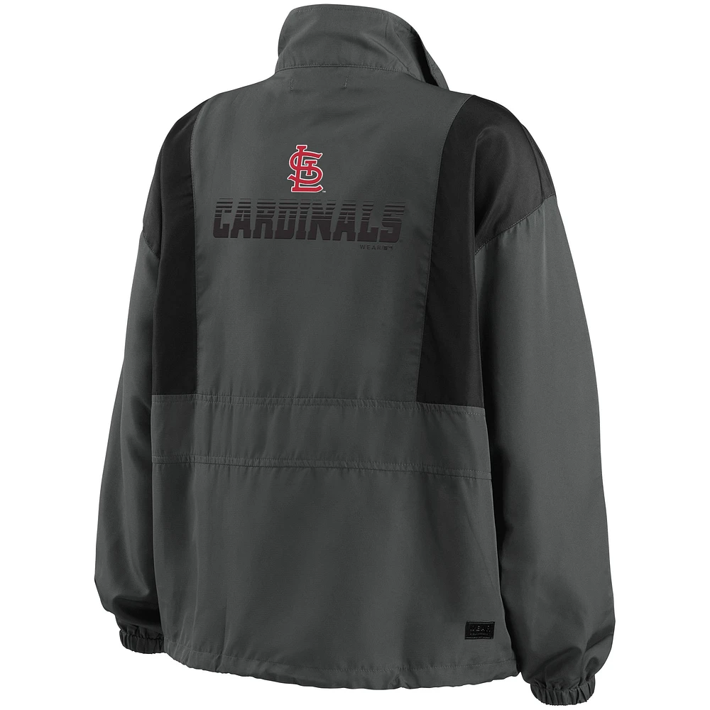Women's WEAR by Erin Andrews Charcoal St. Louis Cardinals Packable Half-Zip Jacket