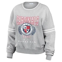 Women's WEAR by Erin Andrews Heather Gray St. Louis Cardinals Domestic Crest Pullover Sweatshirt