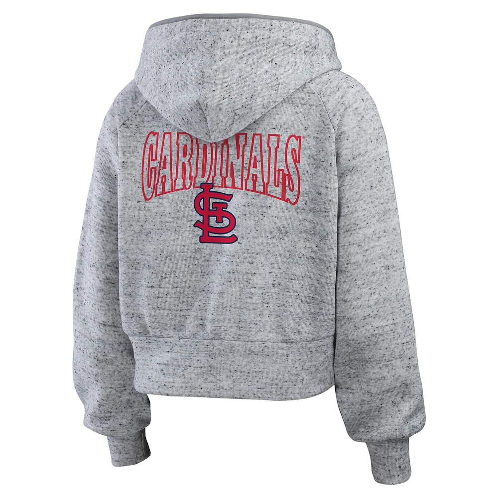 Women's WEAR by Erin Andrews  Heather Gray St. Louis Cardinals Speckled Fleece Cropped Full-Zip Hoodie