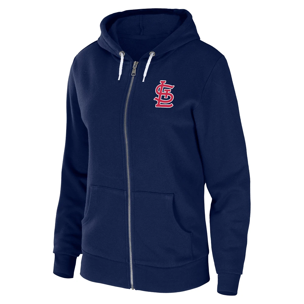 Women's WEAR by Erin Andrews Navy St. Louis Cardinals Sponge Fleece Full-Zip Hoodie