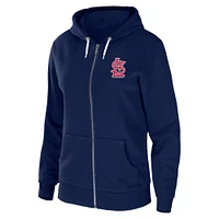 Women's WEAR by Erin Andrews Navy St. Louis Cardinals Sponge Fleece Full-Zip Hoodie
