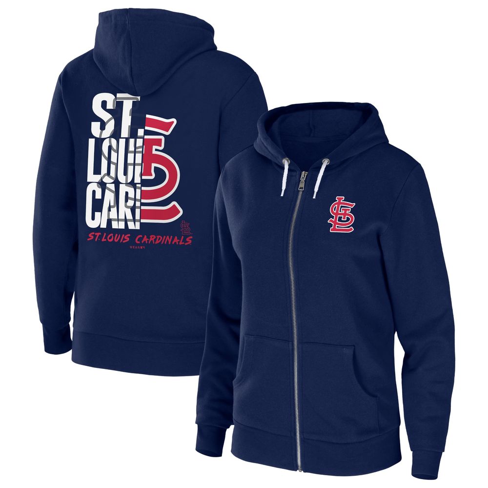 Women's WEAR by Erin Andrews Navy St. Louis Cardinals Sponge Fleece Full-Zip Hoodie