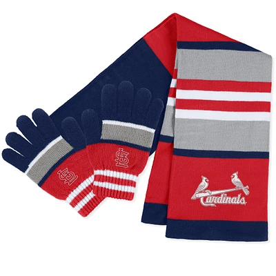 WEAR by Erin Andrews Ensemble gants et écharpe à rayures des Cardinals de St. Louis pour femmes