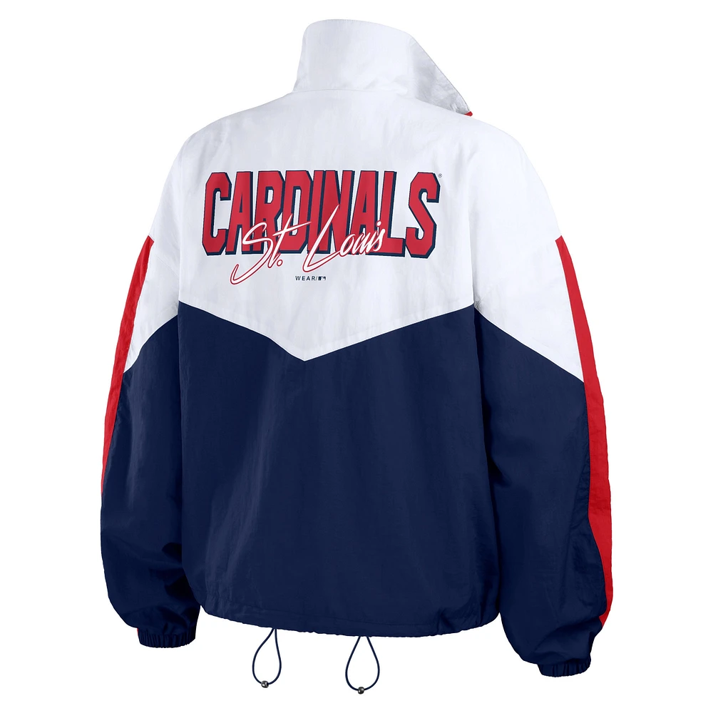 Veste coupe-vent entièrement zippée WEAR by Erin Andrews pour femmes, blanc/bleu marine, St. Louis Cardinals