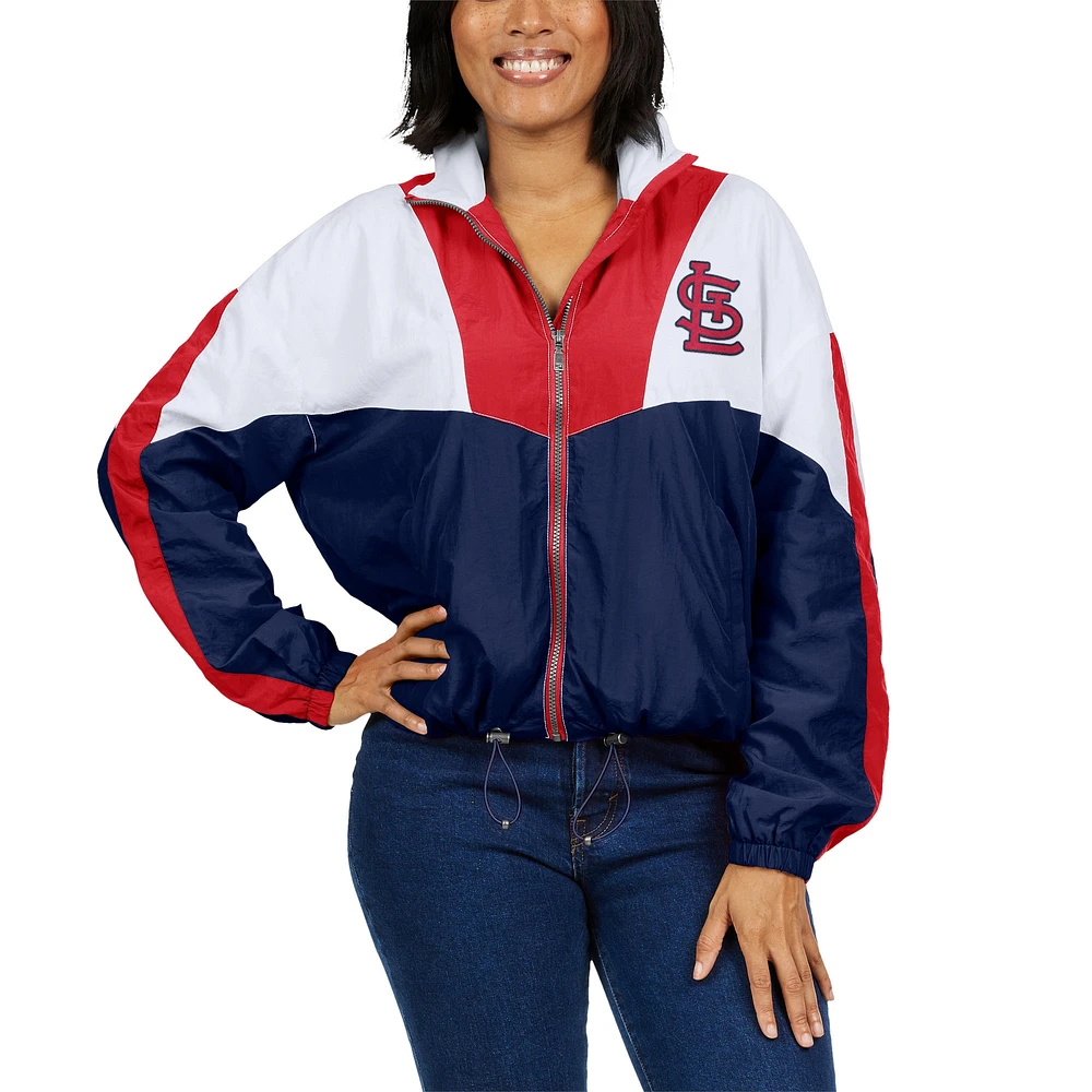 Women's WEAR by Erin Andrews White/Navy St. Louis Cardinals Color Block Full-Zip Windbreaker Jacket