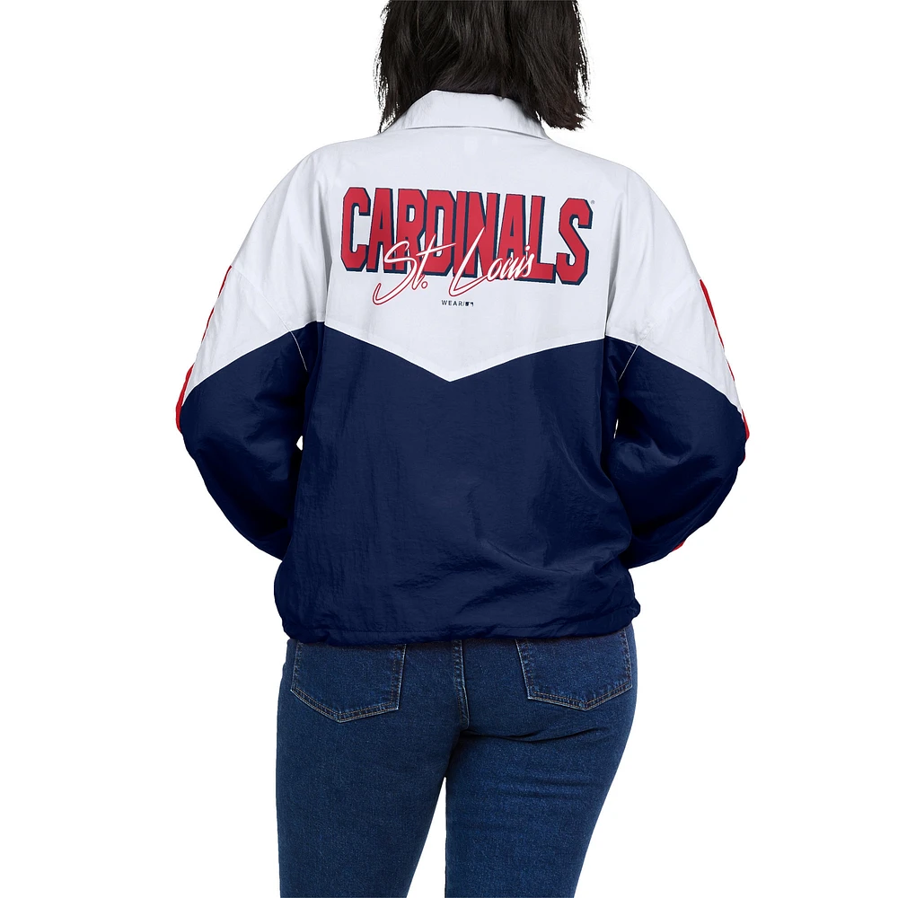 Veste coupe-vent entièrement zippée WEAR by Erin Andrews pour femmes, blanc/bleu marine, St. Louis Cardinals