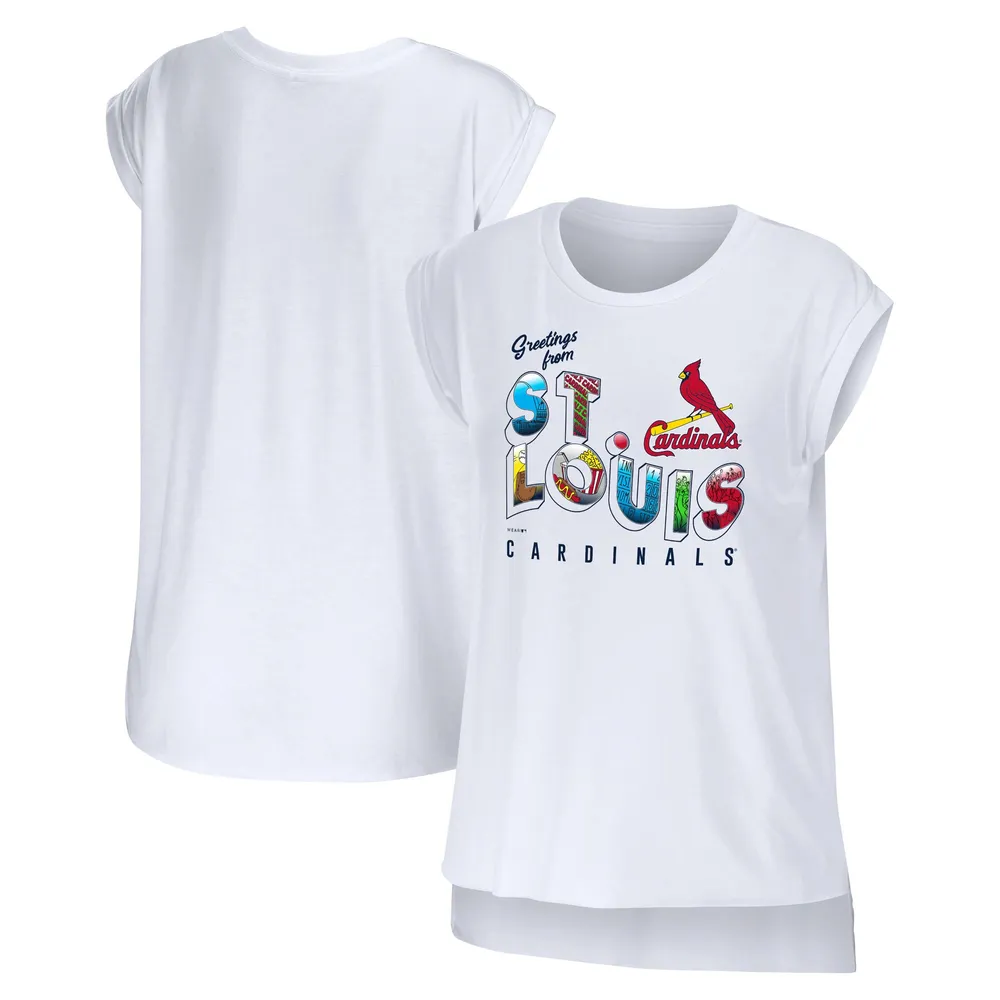 Lids St. Louis Cardinals WEAR by Erin Andrews Women's Greetings From T-Shirt  - White