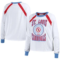 Women's WEAR by Erin Andrews White St. Louis Cardinals Raglan Long Sleeve T-Shirt