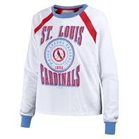 Women's WEAR by Erin Andrews White St. Louis Cardinals Raglan Long Sleeve T-Shirt