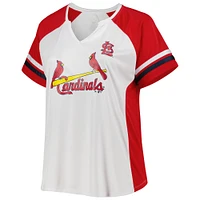 T-shirt blanc/rouge St. Louis Cardinals grande taille à encolure crantée pour femme