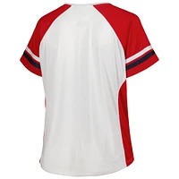 T-shirt blanc/rouge St. Louis Cardinals grande taille à encolure crantée pour femme