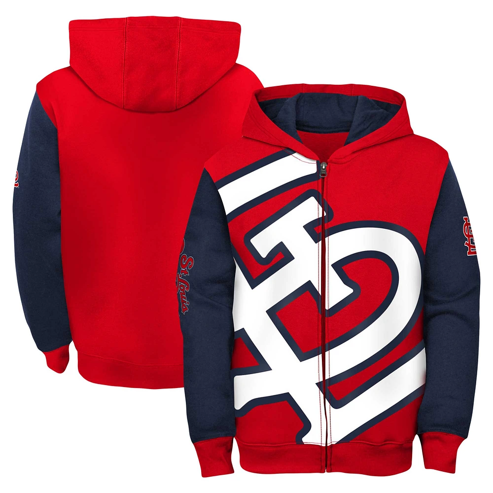 Youth Fanatics Red/Navy St. Louis Cardinals Postcard Full-Zip Hoodie Jacket