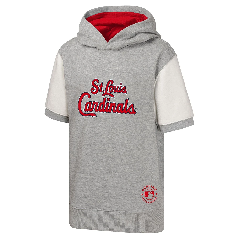 Sweat à capuche manches courtes Heather Gray pour jeunes St. Louis Cardinals Line Up